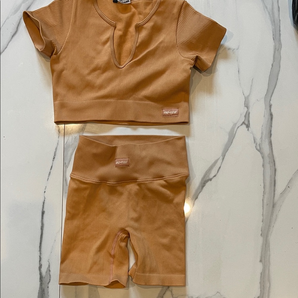 Tan Two-Piece Activewear Set